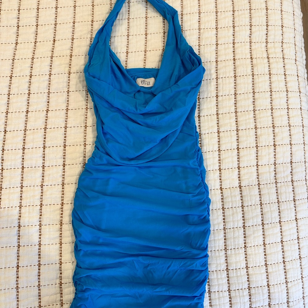 Oh Polly Electric Blue Backless Dress